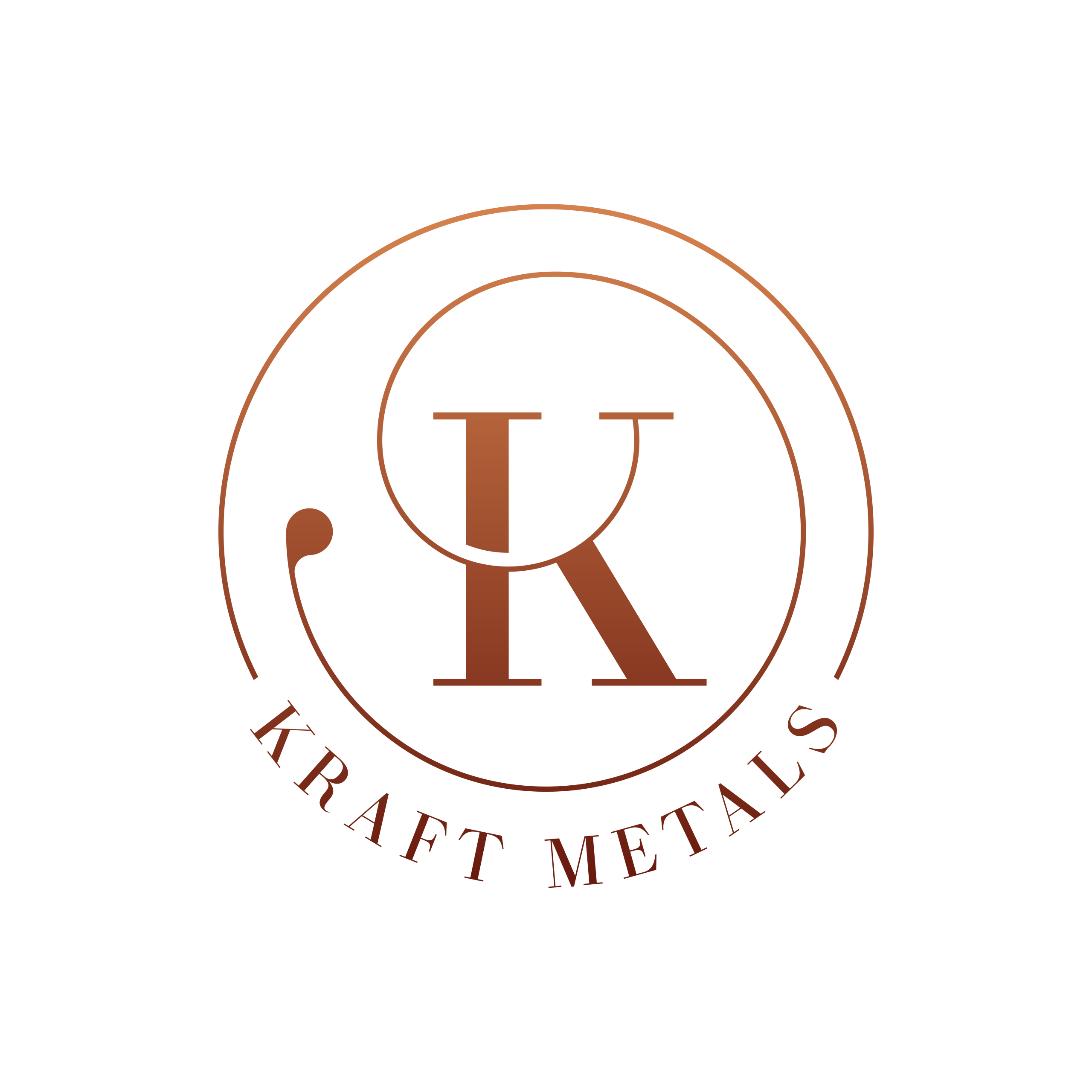 Kraft Metals company logo with stylised “K” in a copper-toned circle.
