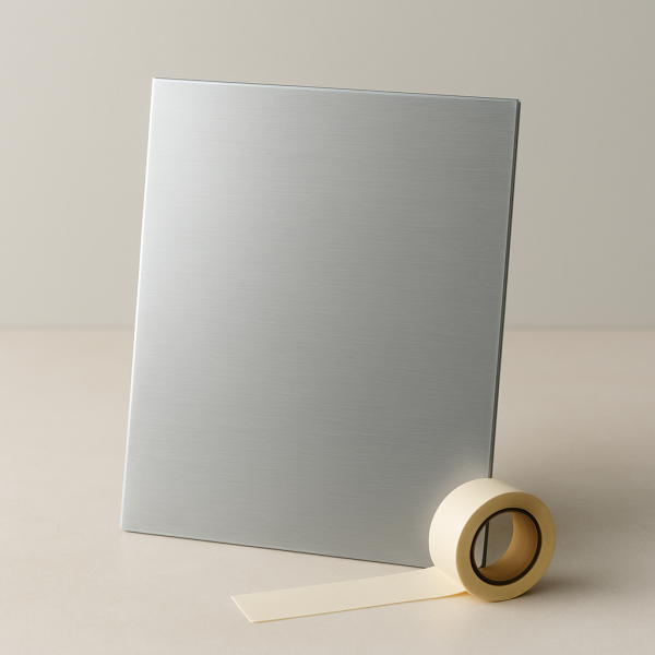 Aluminium painting panel for artists with masking tape roll