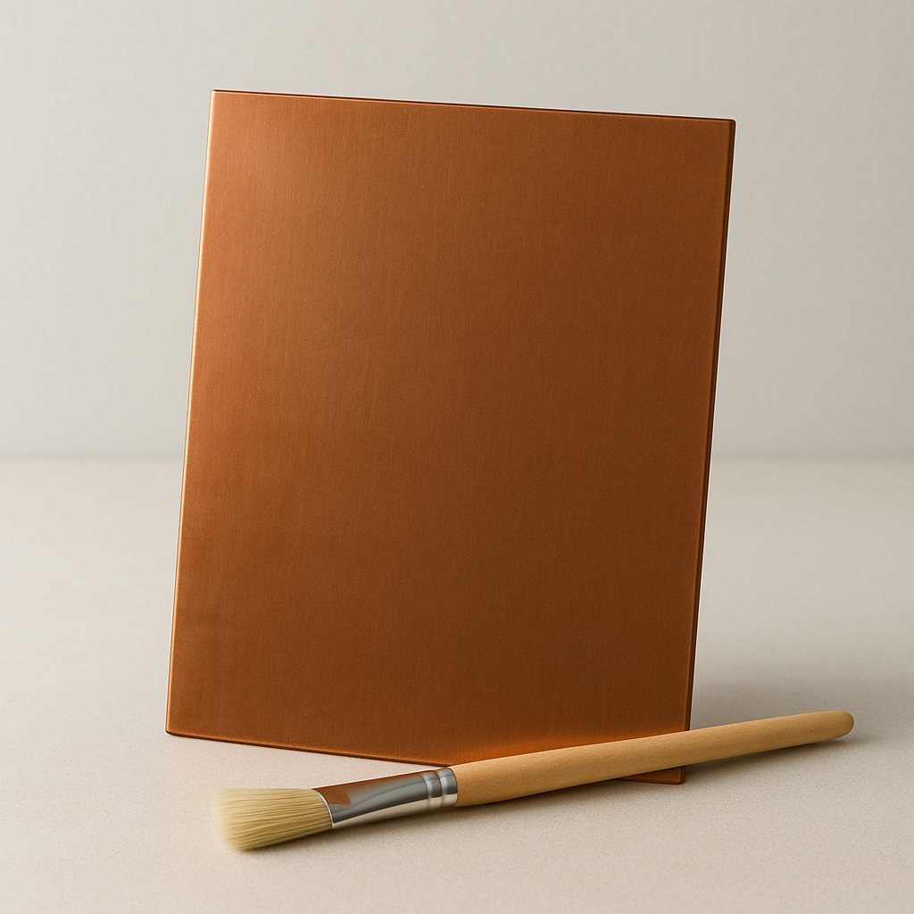 Copper painting panel for artists – warm brushed copper surface for painting and creative projects